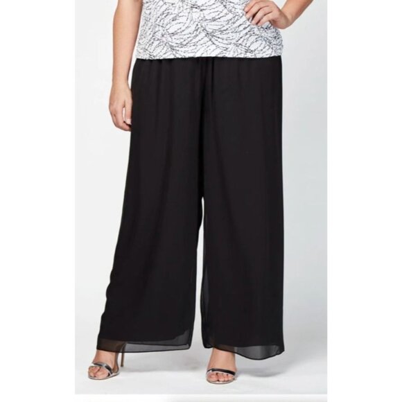 Alex Evenings Womens size 3X plus Black Chiffon Wide Leg Pants New $99 - Picture 6 of 7
